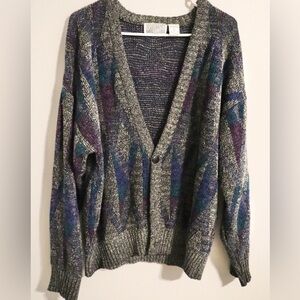 Vintage Method Geometric Grandpa Cardigan Sweater